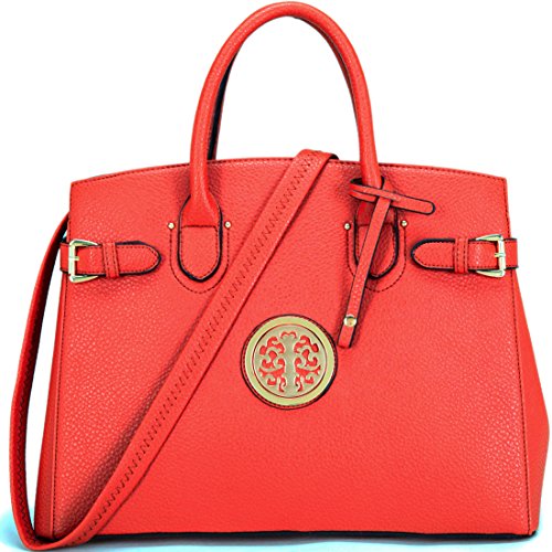 Dasein Faux Buffalo Leather Gold Tone Emblem Tote, Briefcase, Shoulder Bag, Handbag, Tablet Bag, iPad Bag