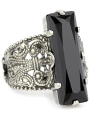 Sorrelli "French Blush" Crystal Elongated Adjustable Silvertone Ring