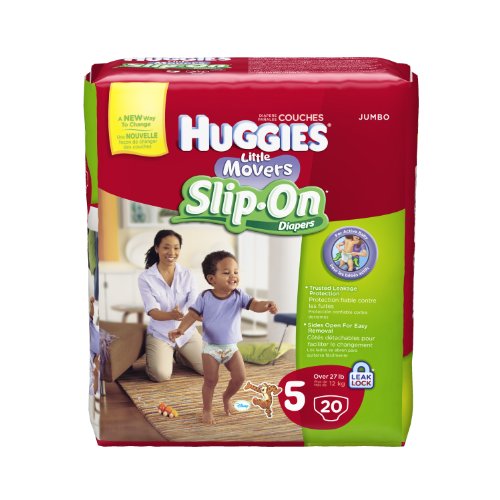 Huggies Little Movers Slip-On Diapers, Step 5, 20 Count (Pack of 4)