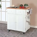 Kitchen Butler w/ Black Granite Cutting Board by Powell - Antique White (96 ....