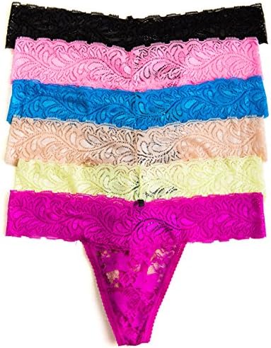 3 or 6 Pack XOXO Juniors Lace Thong (X-Large, 6 Pack:Pink/Blue)