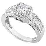 Engagement 1.25ctw Princess Cut Diamonds Ring HI/I1
