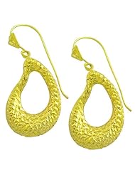 14 Karat Yellow Gold Diamond-cut Teardrop Dangle Earrings
