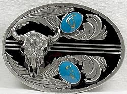 Southwestern Turquoise Enamel Buffalo Skull Buckle