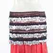 Black Hip Scarf/Belt with Colorful, Shiny Lurex and Silver Coins