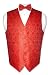 Covona Men's Solid RED Paisley Dress Vest BOWTIE Set for Suit or Tuxedo