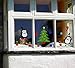 Christmas Window Clings Penguin on Ski with Presents Gifts and Christmas Tree Holiday Gel Charms Stickers Decorations