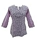 Purple Tunic Floral Embroidered Indian Cotton Kurti