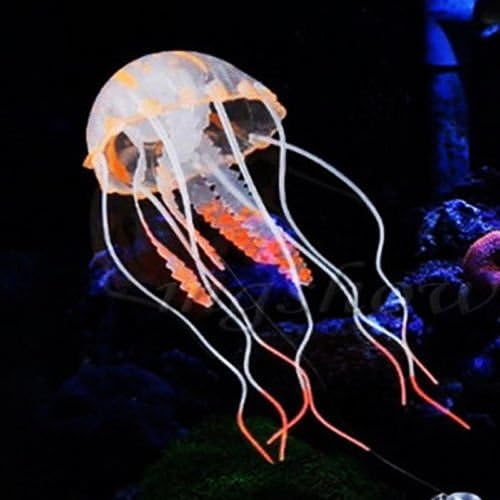 Jellyfish S Orange Aquarium Fish Tank Landscape Decoration Glow Simulation Animal Plants Ornament no.21