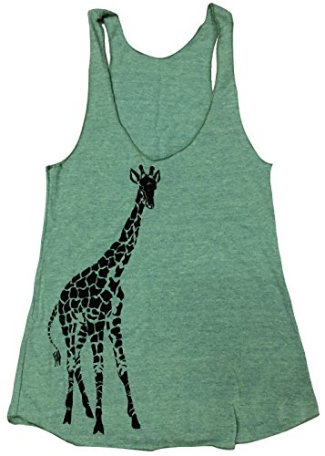 Friendly Oak Women's Giraffe Tri-Blend Tank Top - M - Moss Green