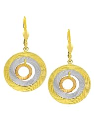 14 Karat Tri-color Gold Graduated Open Discs Dangle Earrings