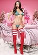 Christmas 2Pc Triangle Bra Sexy Lingerie Intimate Apparel With Side Tie G-String (Green/Red-One Size)