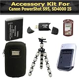 Accessory Kit For Canon PowerShot S95 Digital Camera Includes Gripster Tripod + USB 2.0 High Speed Card Reader + Replacement NB-6L (1200 mAH) Battery + Ac/Dc Rapid Travel Battery Charger + Deluxe Hard Case + LCD Screen Protectors