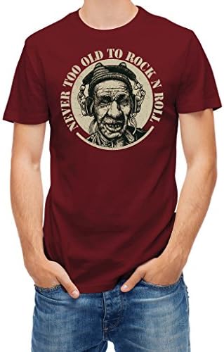 Tshirt Rock n Roll elderly man with headphones Chili Red XXL