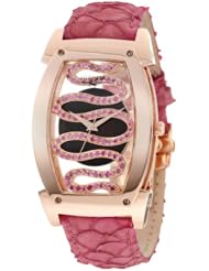 Swisstek SK81902L Limited Edition Swiss Rose-Gold-Plated Watch With Pink Sapphires, Aquatic Leather Strap, Sapphire Crystal And Sapphire Exhibition Caseback