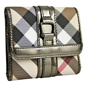 Burberry Small PVC Coated Canvas Nickel Leather Folding Wallet 3338581