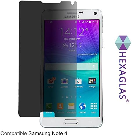 HexaGlas Privacy Tempered Glass Screen Protector Series (Samsung Note 4) Lifetime Replacements Warranty