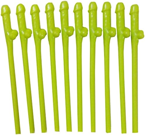 Party Pecker Sipping Straws, 10 pcs Set, Glow In The Dark