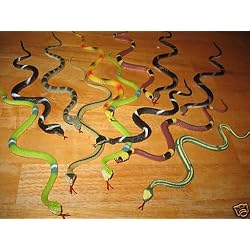 12 Rubber RAINFOREST Snakes/14" Rain Forest Snake Figures/PARTY Favors/NATURE Toys/Anaconda/BOA Constrictor/Rattle/CORAL/Viper