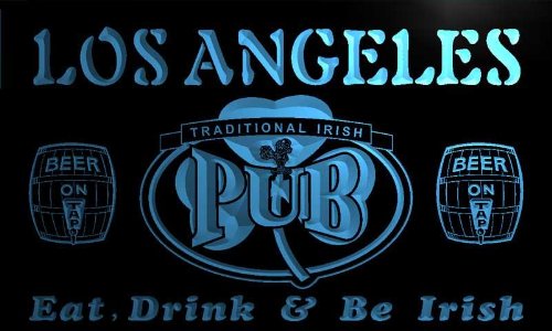 pa2052-b Los Angeles Irish Shamrock Home Pub Bar Beer Neon Light Sign Enseigne Lumineuse