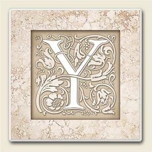AbsorbaStone Coaster set~ Monogram Initial Y ~ 4 Tile Drink Coasters ~ code 594C