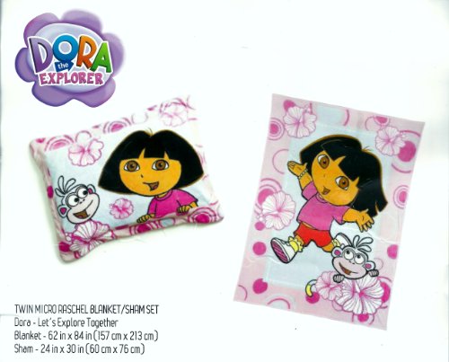 Dora the Explorer Twin Micro Raschel Blanket/Sham Set