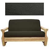 Elegant Ribbed Black Futon Cover Loveseat 631