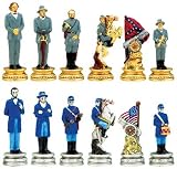 Civil War Chess Pieces - Gold and Silver Plated Pewter - 2" Height (Board Not Included)