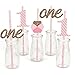 1st Birthday Girl - Fun to be One Paper Straw Decor - First Birthday Party Striped Decorative Straws - Set of 24