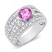 Inspired Elegance Round Shape Checker Board Created Pink Sapphire & White CZ Size 7 Gemstone Ring in Sterling Silver Rhodium Finish Inspired Elegance Round Shape Checker Board Created Pink Sapphire & White CZ Size 7 Gemstone Ring in Sterling Silver Rhodium Finish