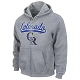 MLB Colorado Rockies Long Sleeve Full Zip Hooded Fleece (Steel Heather, Xx-Large)