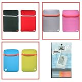 2n1 Combo - 2-Sided Reversible Premium Laptop Just Fit Neoprene Sleeve Case Cover - Bundle with LCD Screen Protector for Amazon Kindle Electronic Reading Device - (Kindle NOT included)