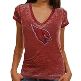 NFL Touch by Alyssa Milano Arizona Cardinals Ladies Fade Route Premium Burnout Low V-Neck T-Shirt - Cardinal (X-Small)