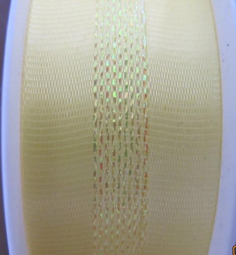 Great Buy Craft SPOOL of RIBBON Trim 10 FEET Long x 1" Wide YELLOW w 1/4" Wide IRIDESCENT 'STRIPE' in Center