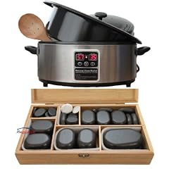 Hot Stone Set 45 Basalt Massage Steine Erw�rmer Heater 6 L digital Cold Stones kalte Marmorsteine Holzbox Bambuskiste