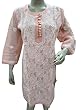 Indian Dress Salmon White Chikan Embroidered Tunic Kurti Medium