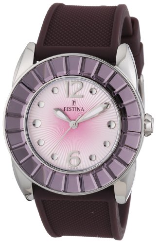Festina Women's Dream F16540/7 Purple Rubber Quartz Watch with Silver Dial