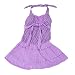 Como Girls Black Dotted One Piece Style Purple Halter Tankini Swimwear Dress US XL
