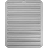 InterDesign Lineo Kitchen Countertop Silicone Sink Drying Mat - Large, Gray