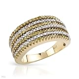 Ring With 0.90ctw Genuine Clean Diamonds in 14K Two tone Gold. Total item weight 9.4g - Size 7 (Size 7)