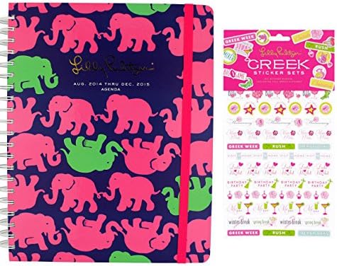Bundle - Lilly Pulitzer 2014-2015 Tusk in Sun Jumbo Agenda Planner Appointment Book and Lilly Pulitzer Greek Sticker Set