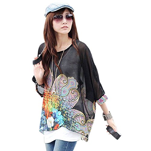 Doinshop Women's Long Shirt Tops Loose Blouse Casual Sweatshirt Pullover