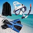 Freedom ADULTS Mask / Goggles Flippers and Drain Valve Snorkel Set UK 4-8 (adjustable)