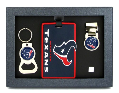 Houston Texans - NFL Bottle Opener Key Ring, Luggage Tag, Money Clip Gift Set