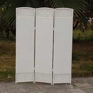 Kaven Outdoor/Indoor Woven Resin 3 Panel Privacy Screen Room Divider - White - CDI-137SN3 - WHITE