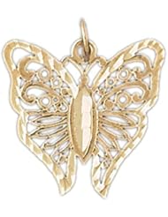 Dazzlers Solid 14k Gold Butterfly Charm Pendant Available in three colors from jewelsberry (weights: 1.2 grams only)