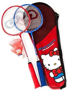 Hello Kitty Sports 40th Anniversary Jr Badminton Racquet Set (2-Piece), Red/Blue/White