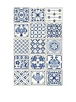 Huella deco Felpudo de Vinilo (Azul/Blanco)