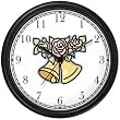 Wedding Bells and Roses - Flower Wall Clock by WatchBuddy Timepieces (Black Frame)
