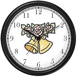 Wedding Bells and Roses - Flower Wall Clock by WatchBuddy Timepieces (White Frame)